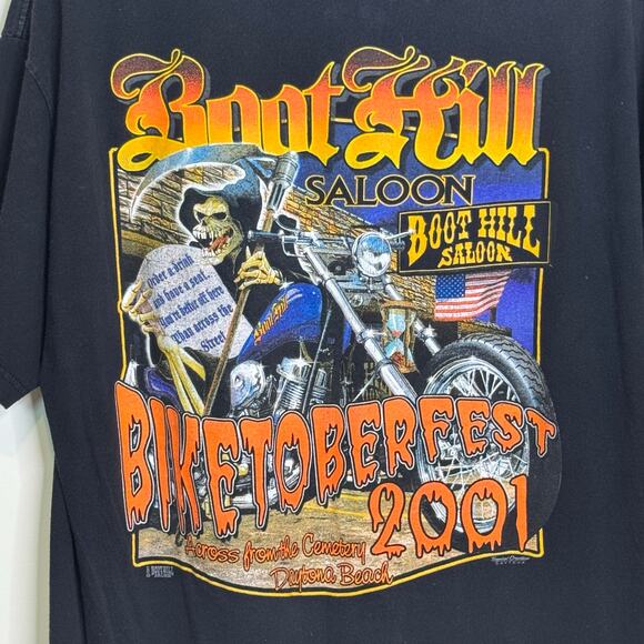 Vintage 2001 Boot Hill Saloon Biketoberfest Size XL Made in the USA T-Shirt - Picture 3 of 5